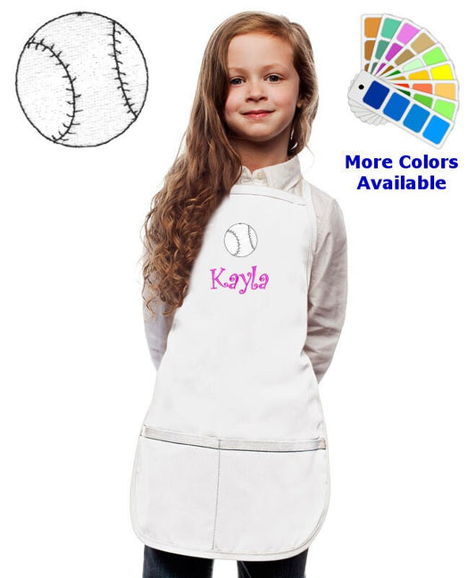 Personalized Kids Apron with Baseball Embroidery Design, Cooking Kitchen Gift, School Gift, Sports Gift, Monogrammed, Cooking Party