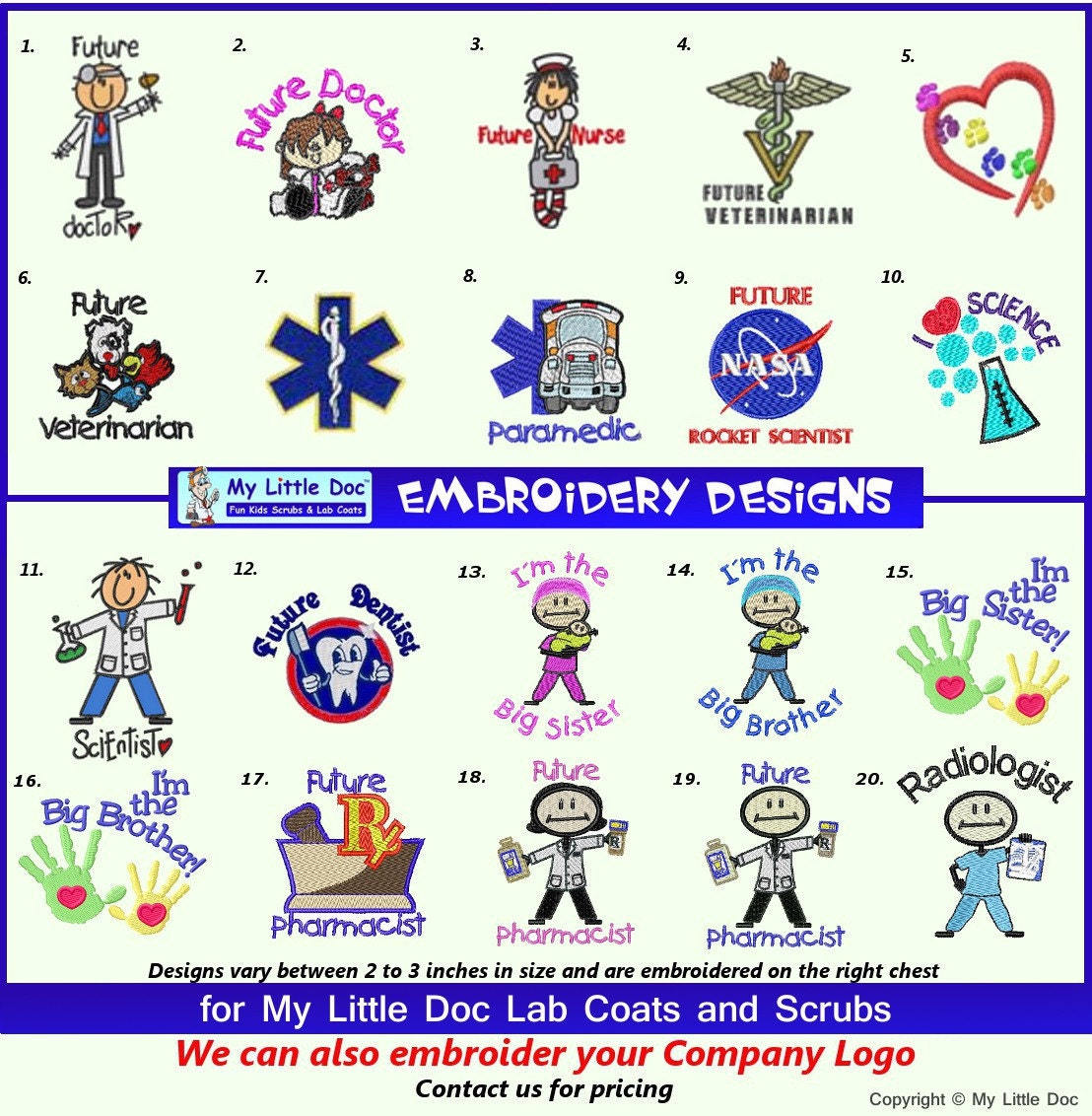 Toddler Lab Coat with Personalized Embroidery and Embroidery Design