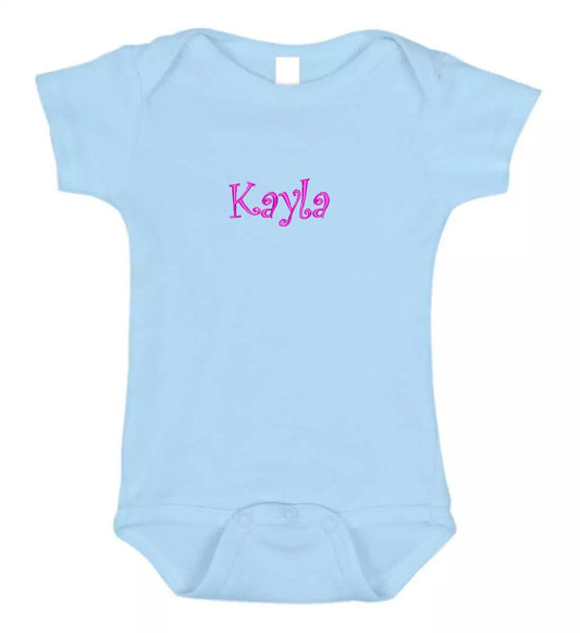 Personalized Baby Onesie Blue Embroidered with Your Baby's Name