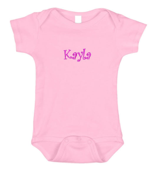 Personalized Baby Onesie Pink Embroidered with Your Baby's Name