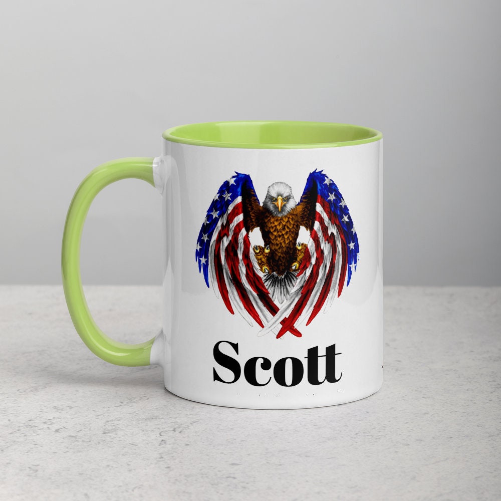 Custom American Eagle Coffee Mug, Patriotic Cup, USA, Custom American Flag Mug, Ceramic