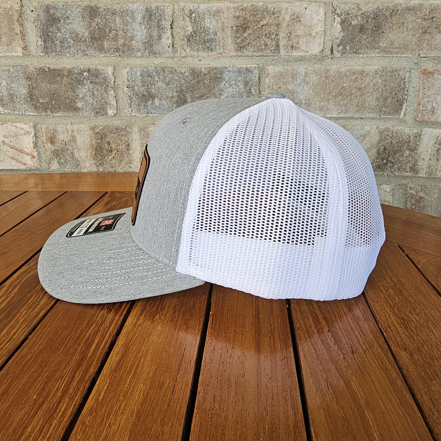 Don't Tread on Me Leather Patch Trucker Hat with Gadsden Flag, Richardson 112, Military Gift, Dad Gift, Husband Veteran Hat, Laser Engraved