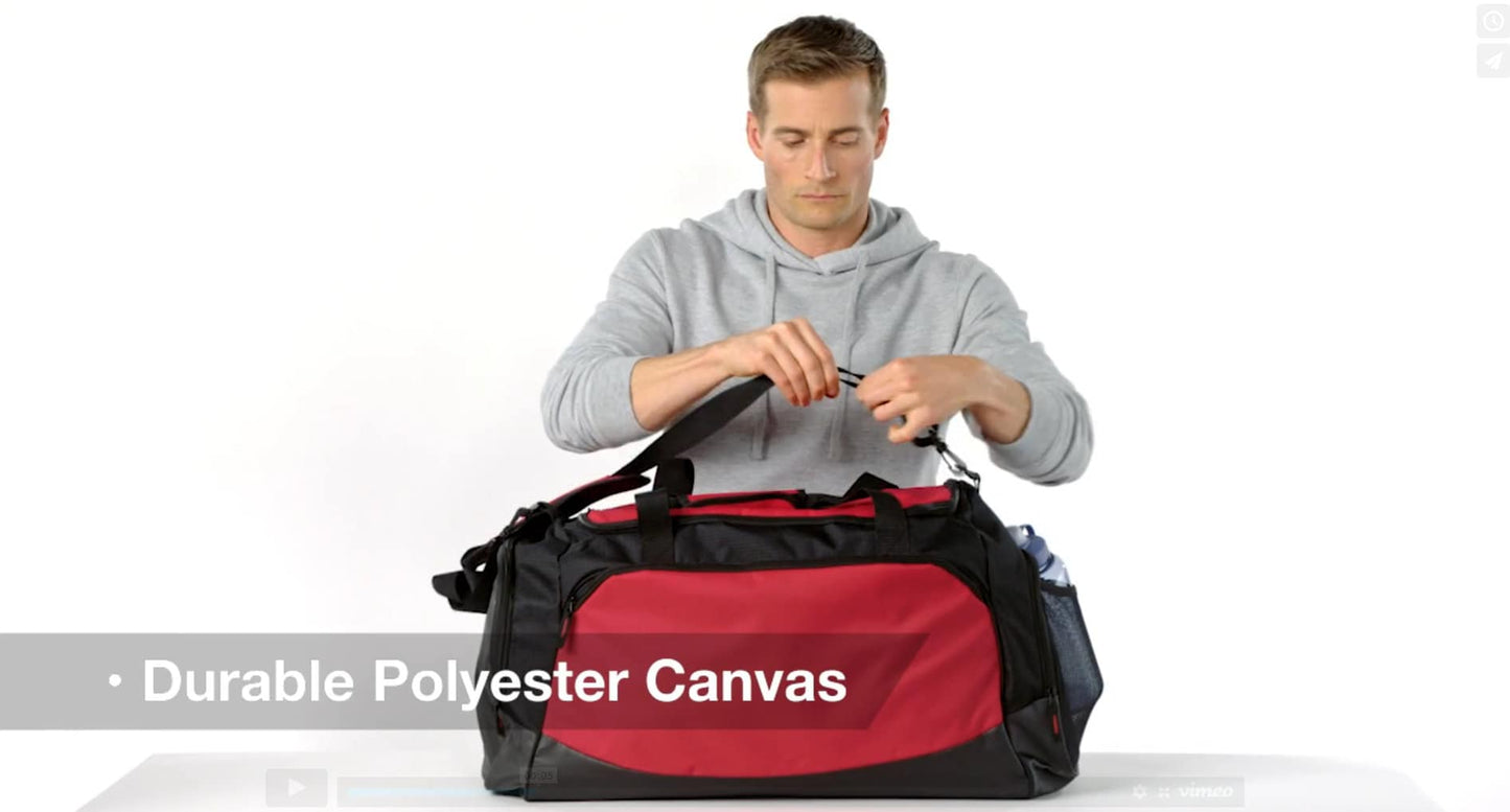 Personalized Large Canvas Baseball Duffel Bag, Gym Bag, School PE Bag, Zippered Pockets, Padded Handle, Embroidered Name, Baseball Gift