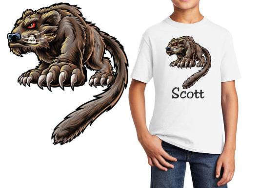 Personalized Kids T-Shirt Bearcat Mascot Design, T-Shirt, Colorful, Cotton, Low Price Inexpensive Tee Shirt, Student Gift, Team Gift
