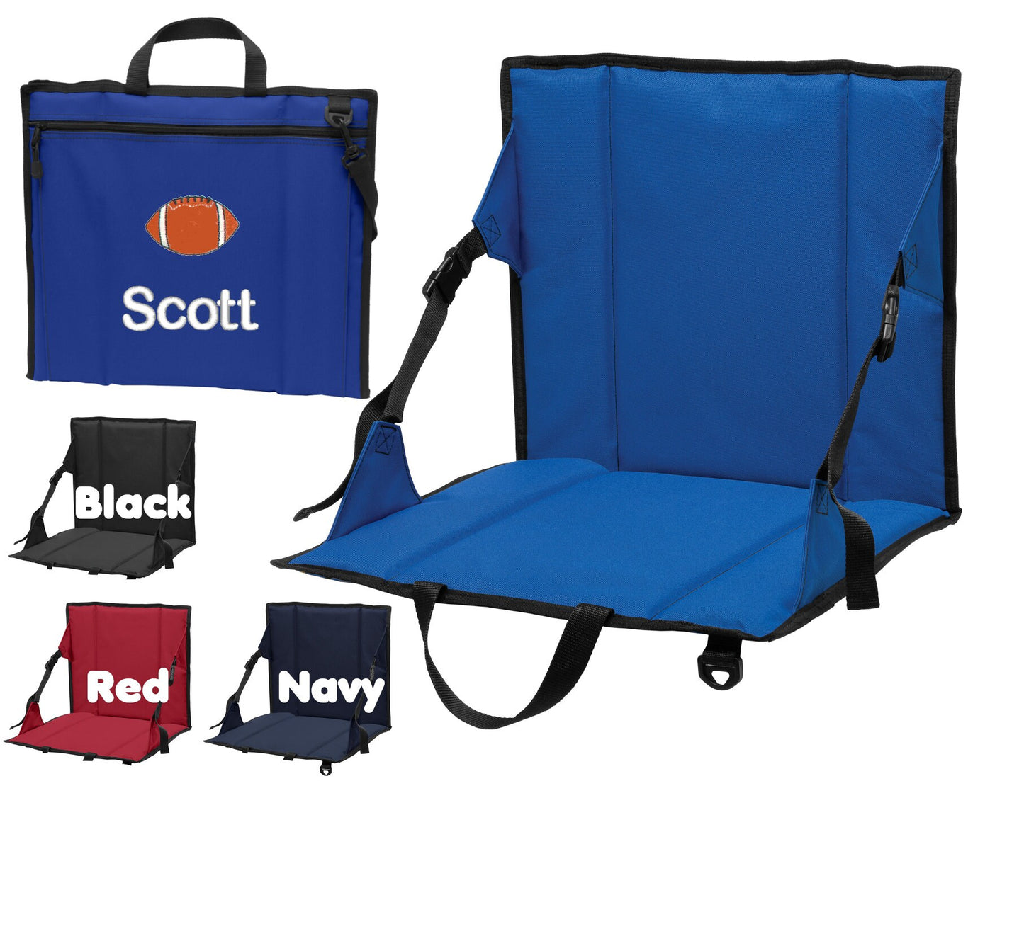 Personalized Football Stadium Seat, Padded, School PE Seat, Embroidered Name, Mom Parent Gift, Sports Coach Gift, Soft Chair, Monogrammed
