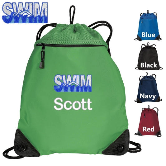 Personalized Kids Swimming Cinch Pack Drawstring Gym School PE Pool Swim Backpack Embroidered Monogrammed with Custom Name Perfect Gift