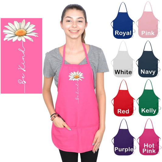 Kids Be Kind Apron Daisy Design, Monogrammed Gift, Chef Gift, Cooking Party, Art Party, School Aprons, Printed Apron, Retro Apron