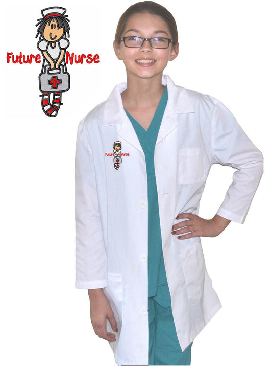 Kids Lab Coat with Future Nurse Embroidery Design for little Doctors and Nurses