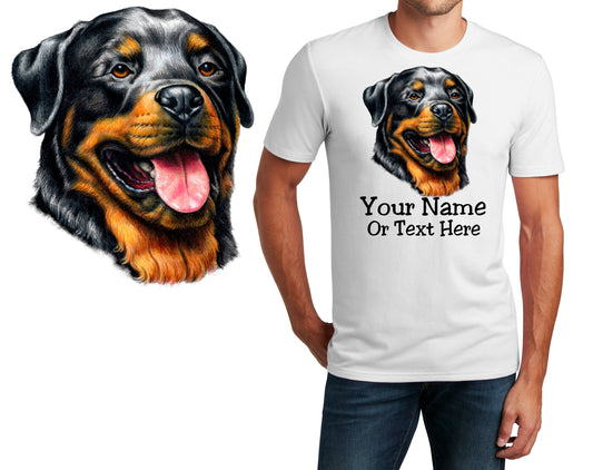 Personalized T-Shirt Rottweiler Face Dog Design, Sports Shirt, Printed Shirt, Custom Name, Dad Gift, Mom Gift, Unisex Womens Tee