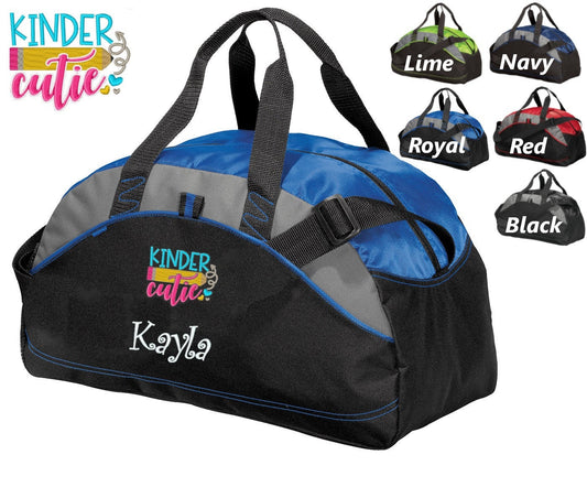 Personalized Kids Kindergarten Duffel Bag Cutie, Duffle Gym, School PE Student Gift Contrast Piping and Stitching Embroidered with Name