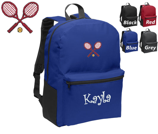 Personalized Kids Backpack Embroidered Tennis Racquets Monogrammed with Name of Your Choice Perfect Kids School Gift