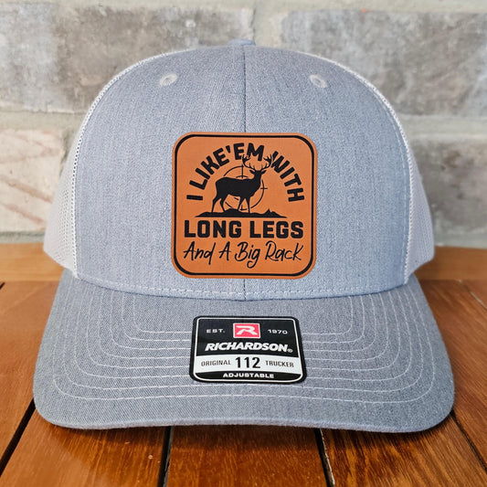 Deer Hunter Leather Patch Trucker Hat, Richardson 112, Big Rack, Deer Hunter Hat, Funny Dad Gift Husband Gift, Sportsman Gift,Laser Engraved