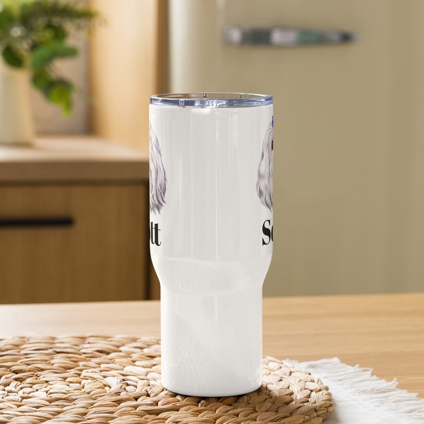 Custom Maltese Dog Travel Mug Tumbler with Handle, Stainless Steel BPA-free Cup, 25 Ounce Mug, Dad Mom Dog Lover Gift