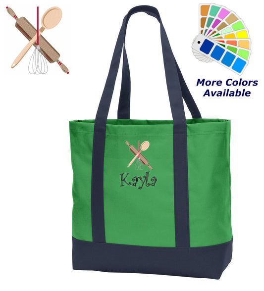 Personalized Chef Utensils Tote Bag Embroidered with Name of Your Choice Perfect Chef Gift