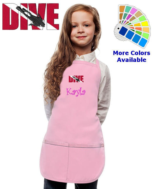 Personalized Kids Apron with Dive Embroidery Design, Cooking Kitchen Gift, School Gift, Sports Gift, Monogrammed, Cooking Party