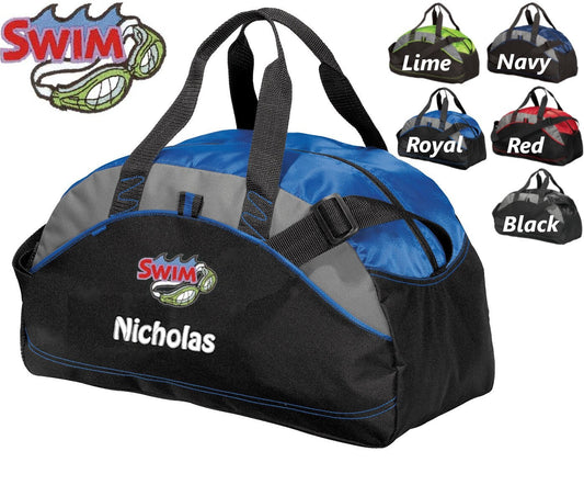 Personalized Kids Swimming Duffel Bag Gym Bag School PE Contrast Piping and Stitching Embroidered with Name or Text of Your Choice