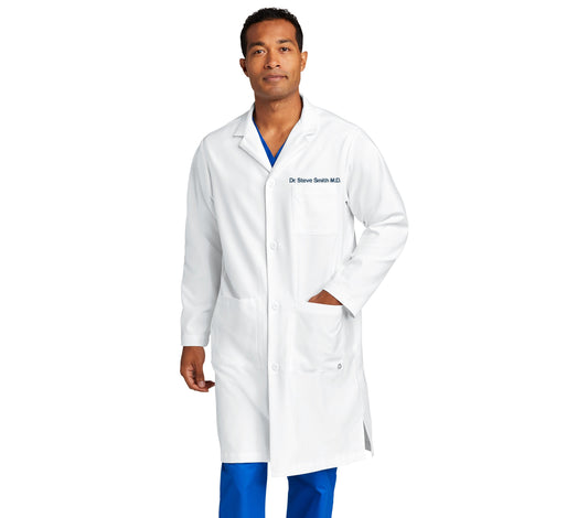 Personalized Mens Lab Coat with Custom Embroidered Text or Name, Doctor, Nurse, Veterinarian, Hospital, Jacket, Medical Apparel