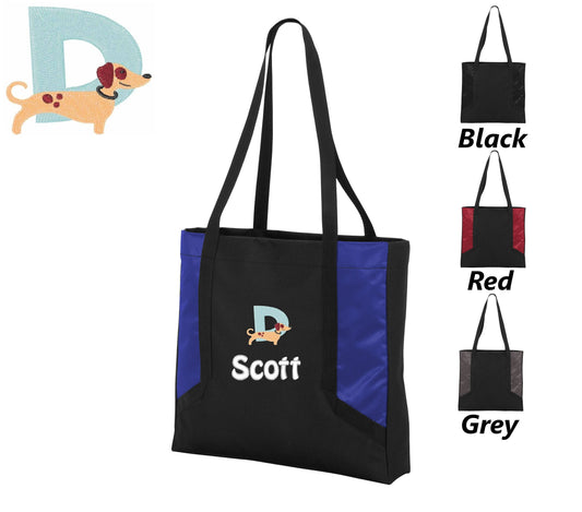 Personalized Tote Bag Dog, Custom Letter Tote Bag, Diaper Bag, Party Gift, Teacher, Embroidered Name, Cheap Tote