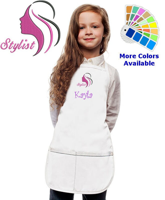 Personalized Kids Apron, Hair Stylist Salon Embroidery Design, Monogrammed, Art Gift, Chef Gift, Cooking Party, Art Party, School Apron