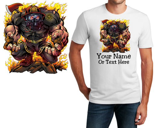 Personalized T-Shirt Firefighter Bodybuilder Muscles Design, Fire Shirt, Custom Shirt Custom Name, Dad Gift, Fireman Gift, Unisex Women