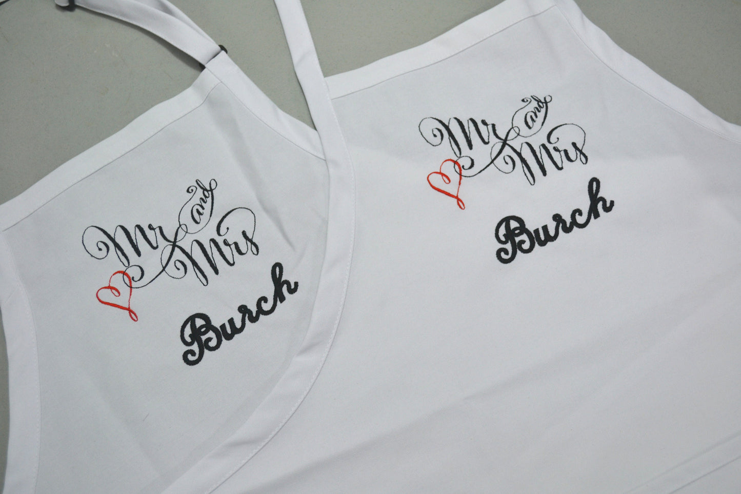 Personalized Apron Embroidered Mr and Mrs Embroidery Design Wedding Gift