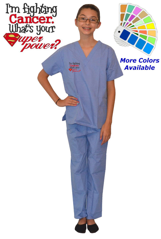 Kids Scrubs with I'm Fighting Cancer Embroidery Design