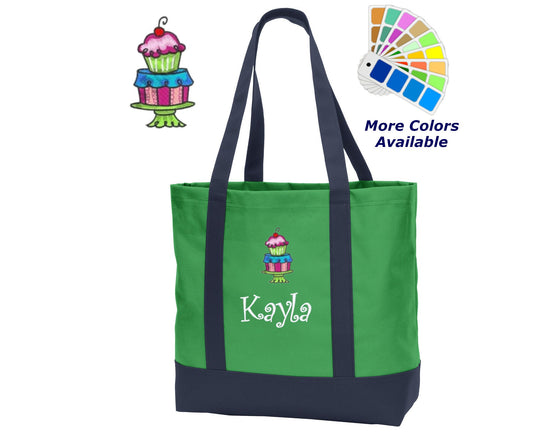 Personalized Chef Tote Bag, Cupcake Dessert, Embroidered with Name of Your Choice, Perfect Chef Cook Gift