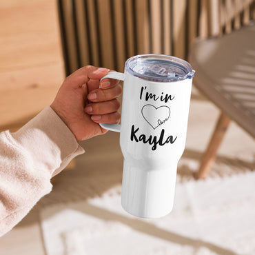 Personalized I'm in Love Tumbler with Handle, Girlfriend Gift, Bridal Shower Gift, Couples Gift, Birthday Gift