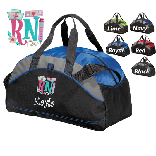 Personalized Registered Nurse RN Duffle Bag, Scrubs Bag, Embroidered Custom Name, Hospital Bag, Travel Bag, Monogrammed, Travel Gift