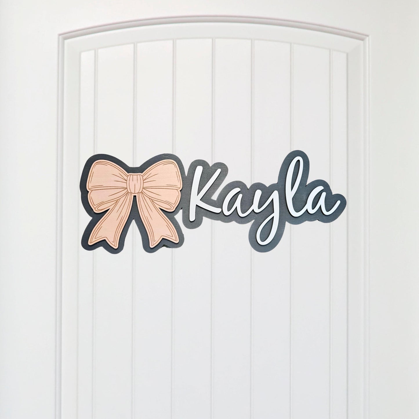 Personalized Kids Door Sign Bow, Childs Door Name Sign, 3D Bedroom Sign, Nursery Wall Name Sign, Kids Bedroom Door Name Sign, Custom Sign