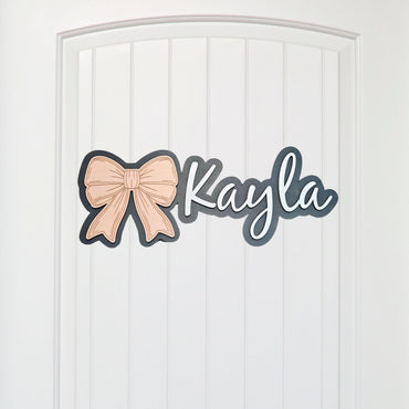 Personalized Kids Door Sign Bow, Childs Door Name Sign, 3D Bedroom Sign, Nursery Wall Name Sign, Kids Bedroom Door Name Sign, Custom Sign