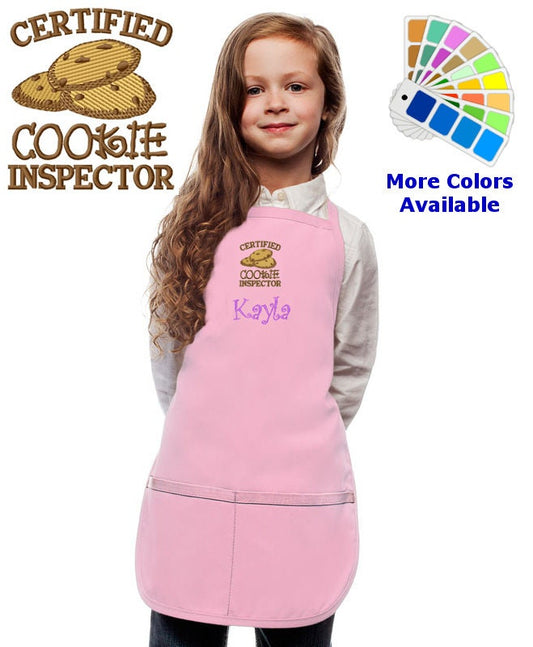 Personalized Kids Apron with Cookie Inspector Embroidery Design, Monogrammed Chef, Art Gift, Chef Gift, Cooking Party, Art Party, School