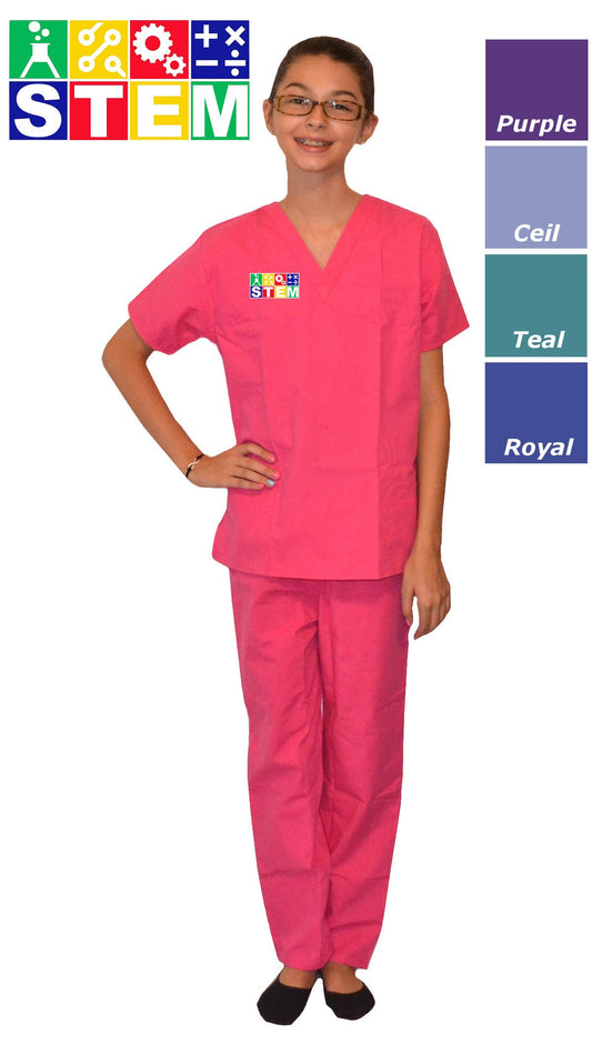 Kids Scrubs with STEM Embroidery Design