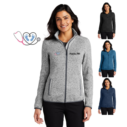 Personalized NICU Nurse Jacket Sweater with Custom Embroidered Text or Name and Heart Design, Doctor, Nurse, Jacket, Medical Apparel