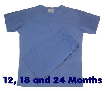 Personalized Ceil Blue Toddler Kids Scrubs for little Doctors and Nurses with Name, Doctor Nurse Halloween Costume