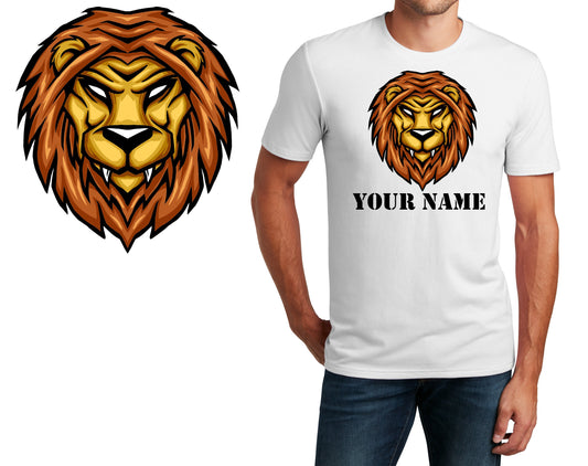 Personalized T-Shirt Lion Mascot Design, Sports Shirt, Custom Printed Shirt, Custom Name, Dad Gift, Coach Gift, Unisex, Womens Tee
