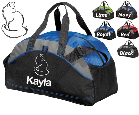 Personalized Cat Duffel Bag, Embroidered Longhair Cat, Monogrammed Name of your Cat, Perfect Pet Birthday Gift, Owner Groomer Trainer