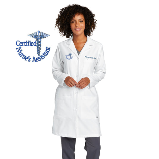 Personalized Certified Nurses Assistant Lab Coat with Custom Embroidered Text or Name and CNA Design, Doctor, Nurse, Jacket, Medical Apparel
