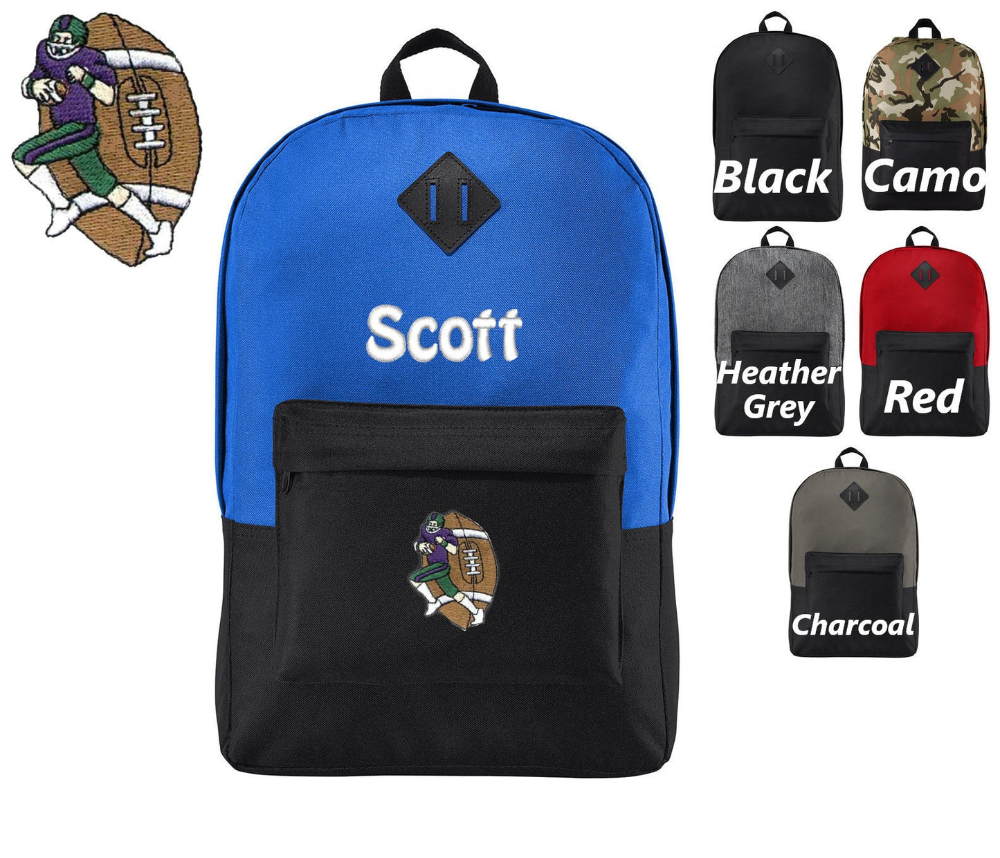 Personalized Kids Football Backpack, Embroidered Monogrammed Custom Name, Kids School Gift, Kids Gift, Custom Backpack, Retro Backpack