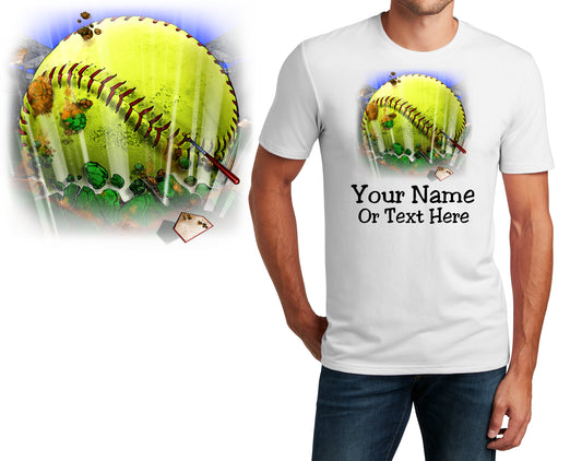 Personalized T-Shirt Softball Crash Design, Sports Shirt, Printed Shirt, Custom Name, Dad Gift, Coach Gift, Unisex, Womens Tee