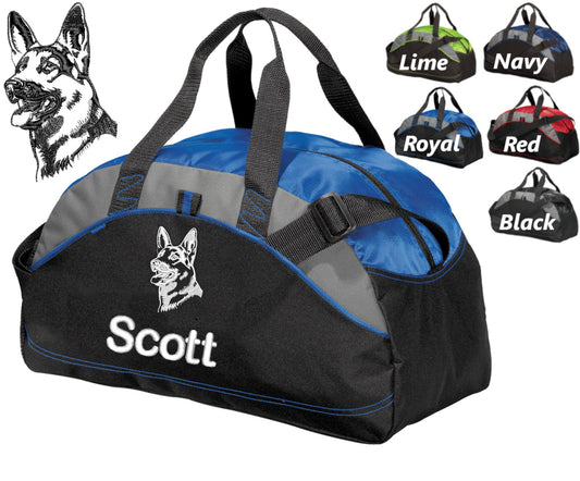 Personalized Dog Duffel Bag, Embroidered German Shepherd, Monogrammed Name of your Dog, Perfect Pet Birthday Gift, Owner Groomer Trainer
