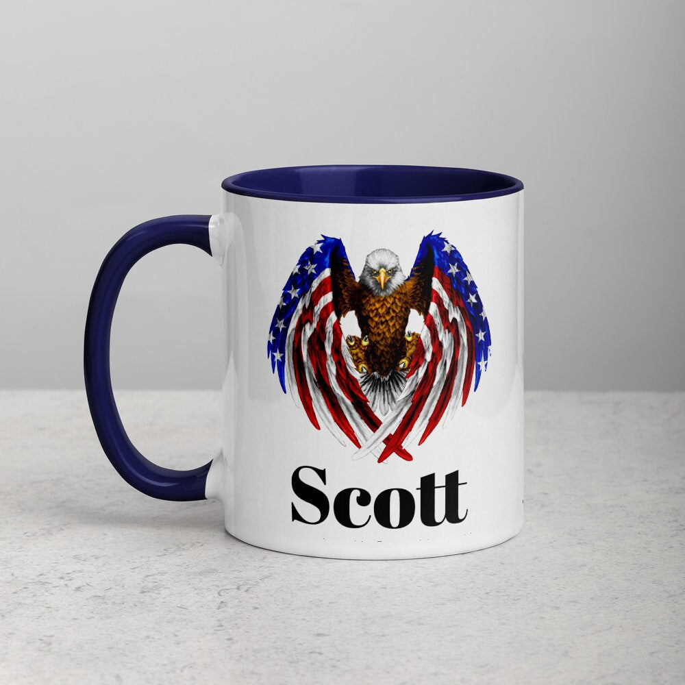 Custom American Eagle Coffee Mug, Patriotic Cup, USA, Custom American Flag Mug, Ceramic