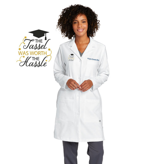 Personalized Nurse Graduation Lab Coat Gift with Custom Embroidered Text or Name and Cap Tassel Design, Doctor, Jacket, Medical Apparel