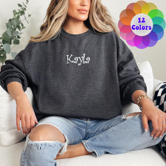 Personalized Sweatshirt, Embroidered Sweatshirt with Name, Warm Custom Logo Sweatshirt, Mom Gift, Gift, Womens Unisex Sweatshirt