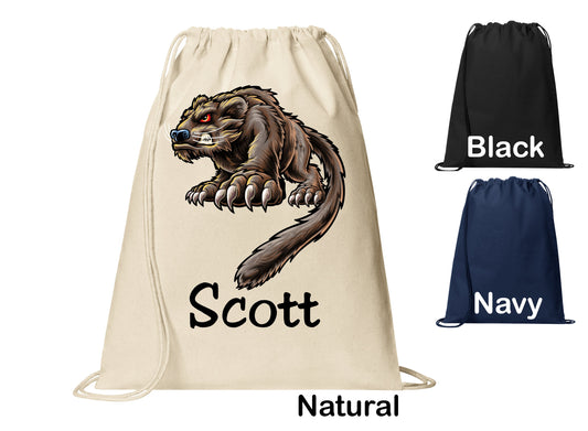 Personalized Bearcat Cinch Pack, Drawstring Gym School PE Pool Backpack, Printed Monogrammed Custom Name, Perfect Gift