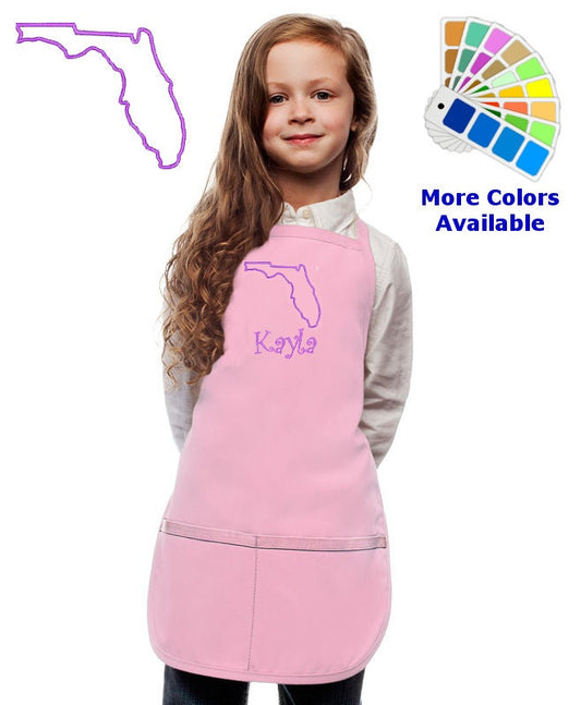 Personalized Kids Florida Apron State of Florida Embroidery Design, Monogrammed Chef, Art Gift, Chef Gift, Cooking Party, Art Party, School
