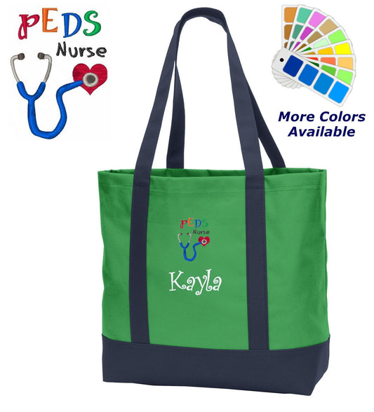 Personalized Pediatric Nurse Tote Bag, Embroidered Name, Perfect Nurse Gift, Healthcare Worker Gift, Kids Nurse Gift