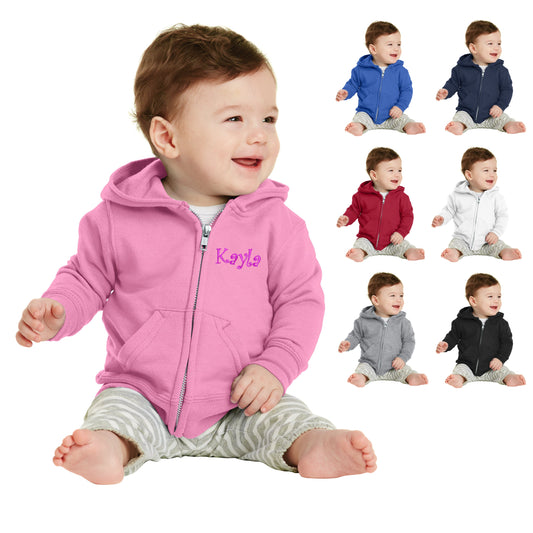 Personalized Infant Baby Hoodie, Sweatshirt with Hood, Baby Jacket, Zipper Embroidered Name, Baby Shower Gift, New Mom Gift