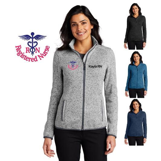 Personalized Registered Nurse Jacket Sweater with Custom Embroidered Text or Name and RN Design, Doctor, Nurse, Jacket, Medical Apparel