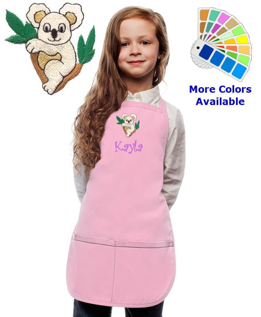 Personalized Kids Apron with Koala Bear Embroidery Design